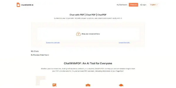 Screenshot of ChatWithPDF.ai