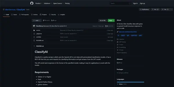 Screenshot of ClassifyAI