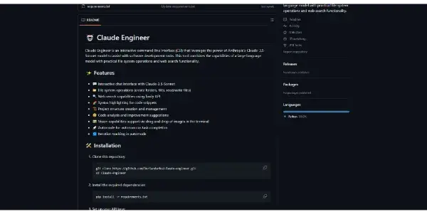 Screenshot of Claude Engineer