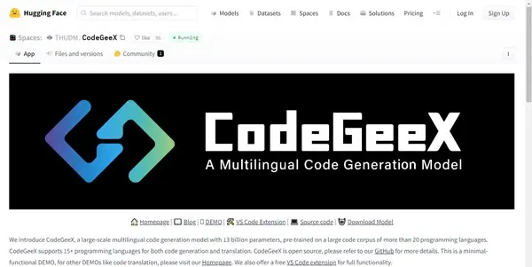 Screenshot of CodeGeeX AI