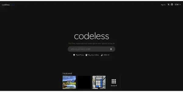 Screenshot of CodelessAI