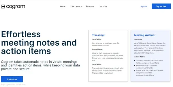 Screenshot of Cogram
