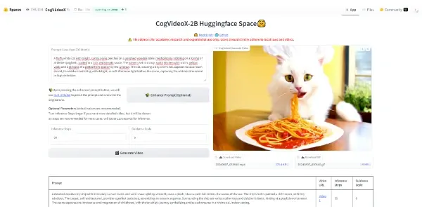 Screenshot of CogVideoX-2B