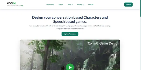Screenshot of Convai