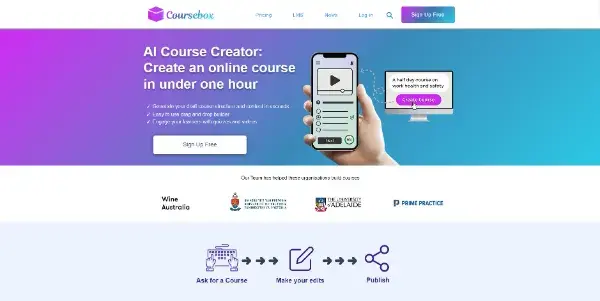 Screenshot of Coursebox
