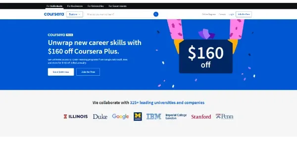 Screenshot of Coursera
