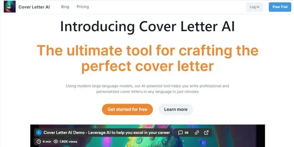 Screenshot of Cover Letter AI
