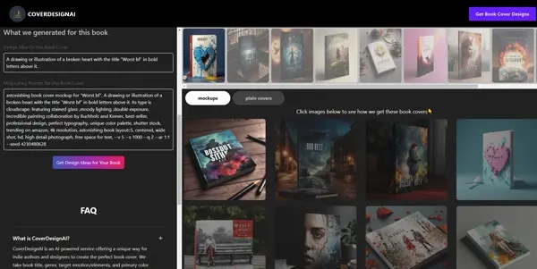 Screenshot of CoverDesign AI