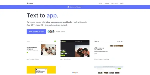 Screenshot of Create AI
