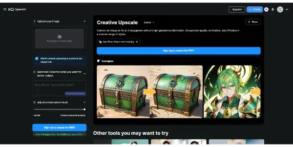 Screenshot of Creative Upscale by Openart