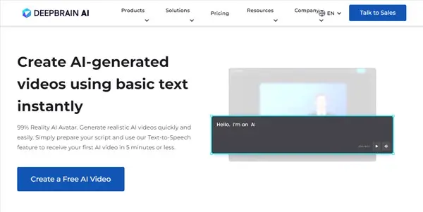 Screenshot of DeepBrain AI