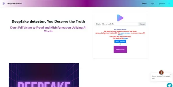 Screenshot of DeepFake Detector