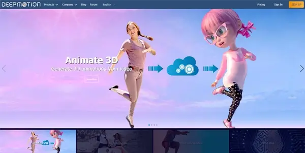 Screenshot of DeepMotion