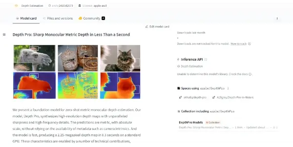 Screenshot of Depth Pro
