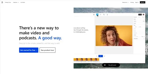 Screenshot of Descript