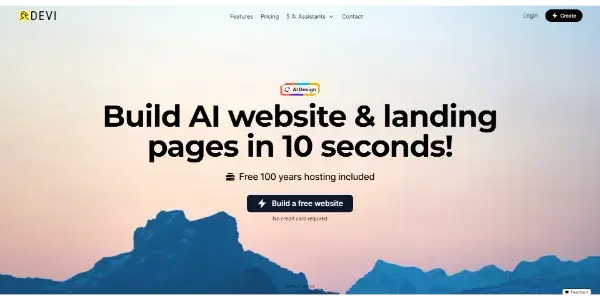 Screenshot of Devi AI Website Builder