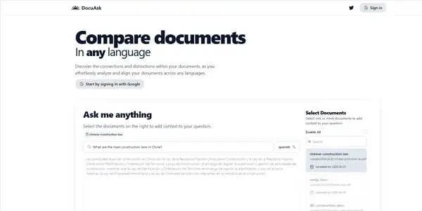 Screenshot of DocuAsk