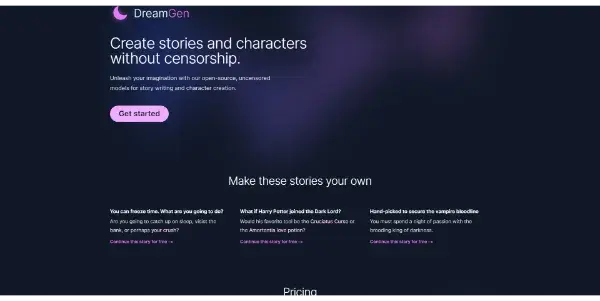 Screenshot of DreamGen