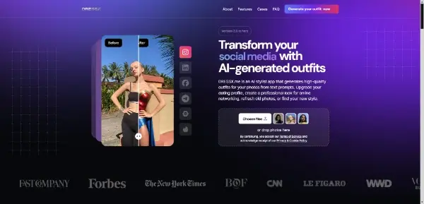 Screenshot of DRESSX.me