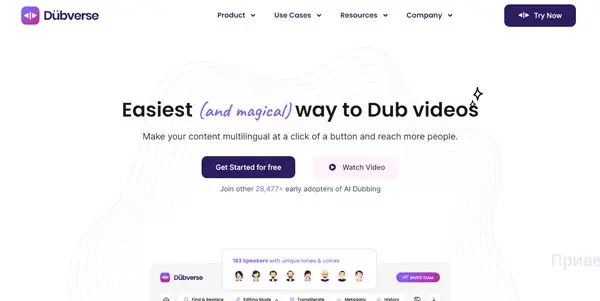 Screenshot of Dubverse.ai