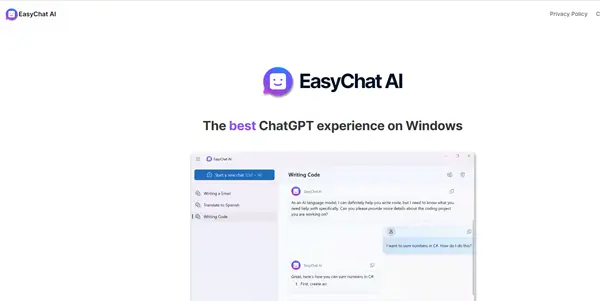 Screenshot of EasyChat AI