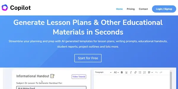 Screenshot of Education CoPilot