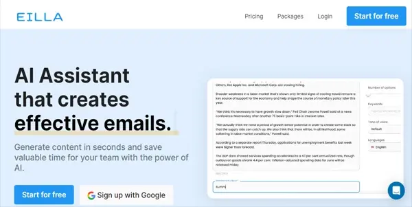 Screenshot of Eilla AI