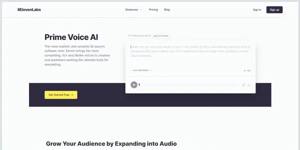 Screenshot of ElevenLabs
