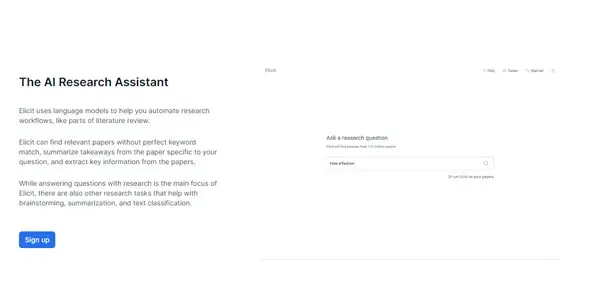 Screenshot of Elicit