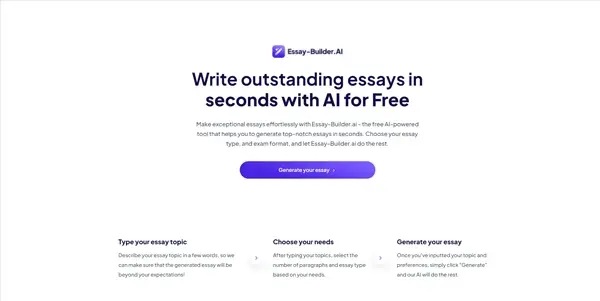 Screenshot of Essay Builder AI