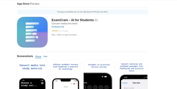 Screenshot of ExamCram