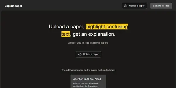 Screenshot of ExplainPaper
