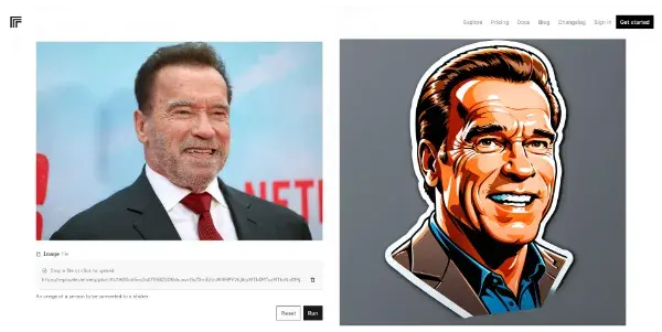 Screenshot of Face-to-Sticker by fofr