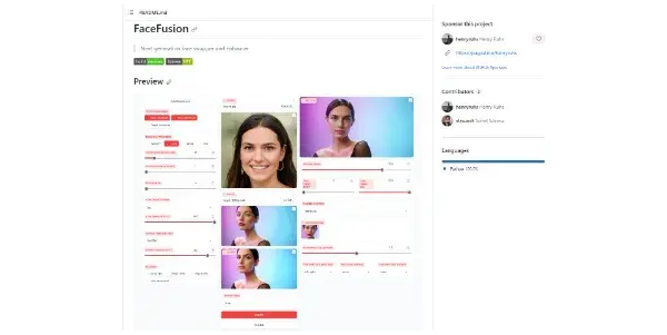 Screenshot of FaceFusion