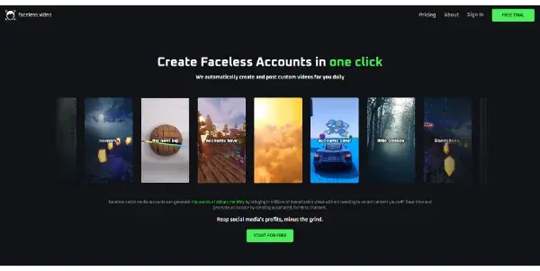 Screenshot of Faceless.video