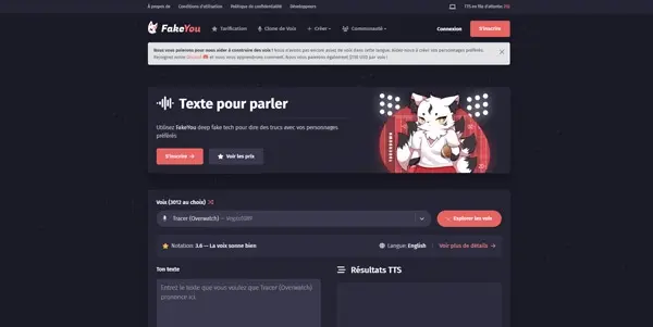 Screenshot of FakeYou