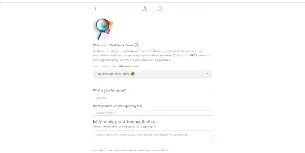 Screenshot of FastTrack