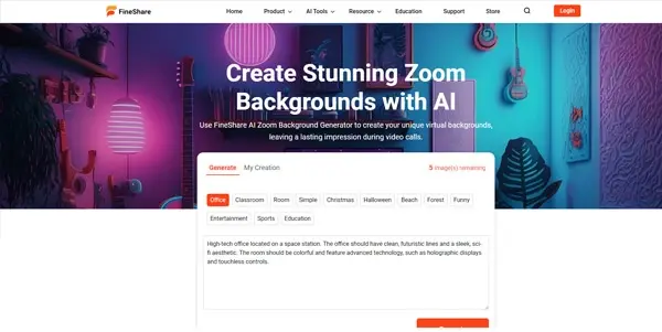 Screenshot of Fineshare Zoom Background