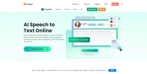 Screenshot of FineVoice Speech to Text