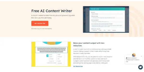 Screenshot of Free AI Content Writer