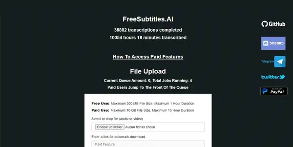 Screenshot of Free Subtitles AI