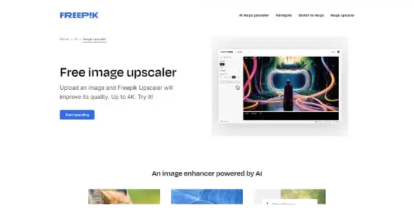 Screenshot of Freepik Upscaler