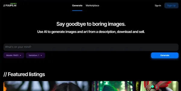 Screenshot of Fuups AI