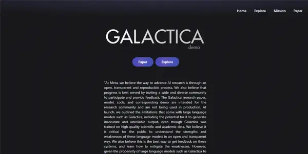 Screenshot of Galactica