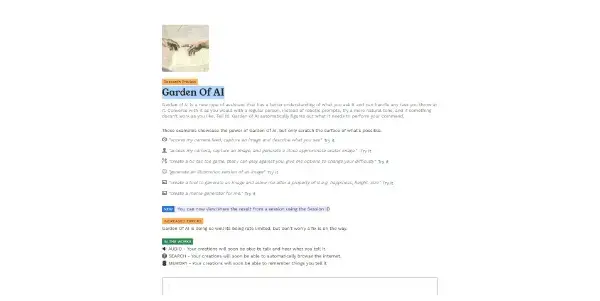Screenshot of Garden Of AI (beta)