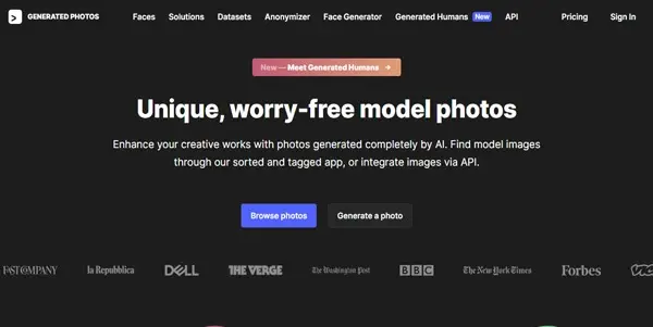 Screenshot of Generated Photos