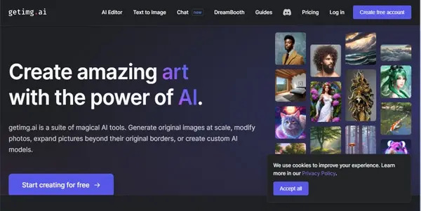 Screenshot of Getimg AI