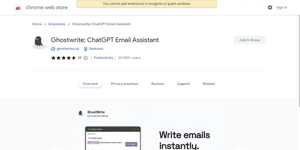 Screenshot of Ghostwrite