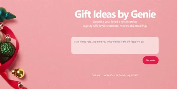 Screenshot of Gifts Genie