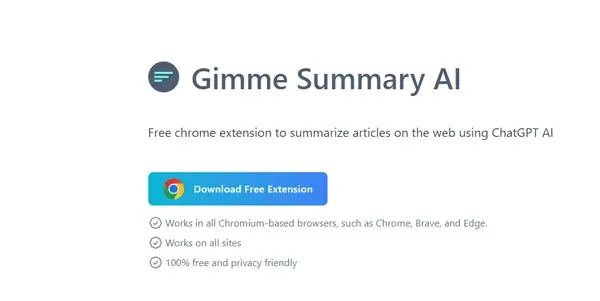 Screenshot of Gimme Summary AI